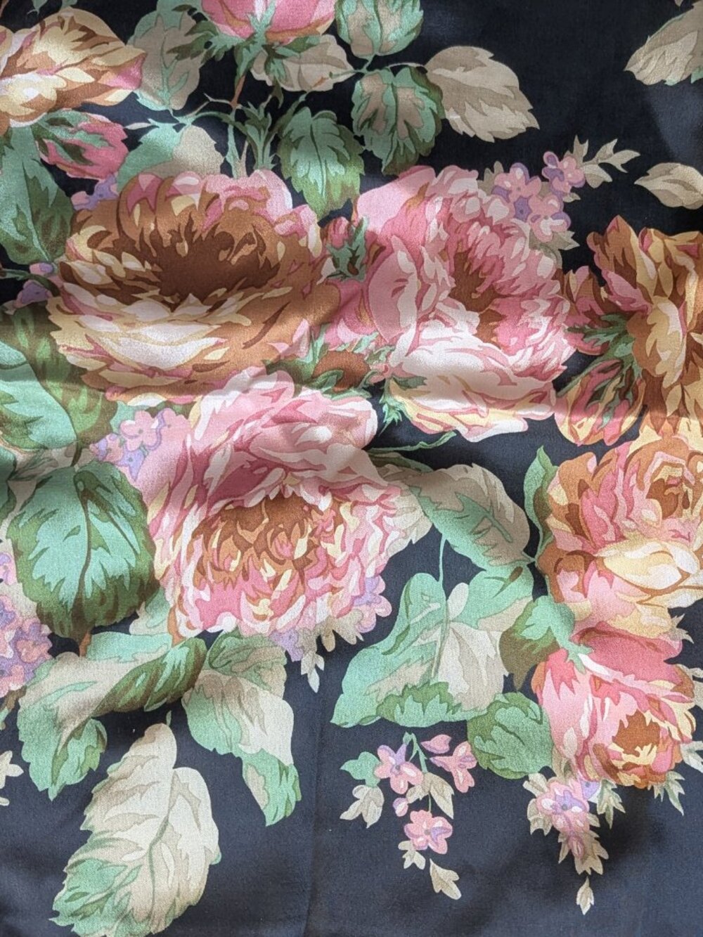 Echo silk scarf with hand rolled hem. Stunning floral design. Mother's Day soon!